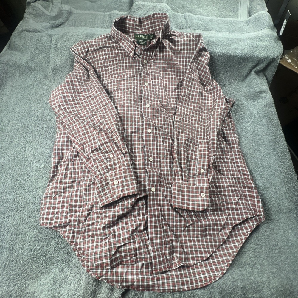 Lauren Ralph Lauren Men's Button Down Shirt Red Black Size 17 32/33 Classic Fit